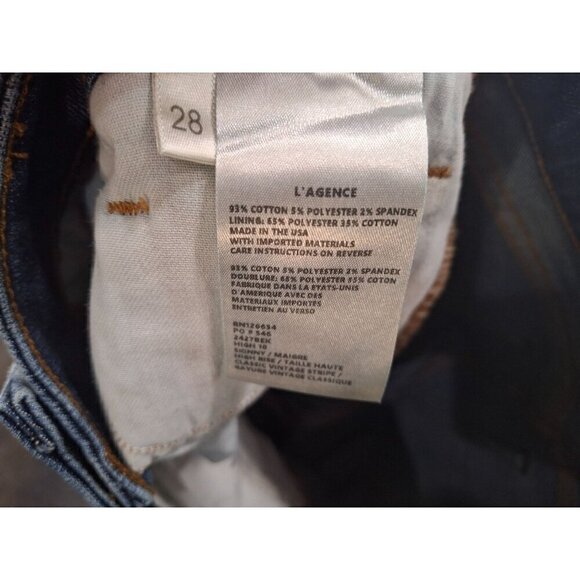 L'AGENCE High 10 Skinny Classic Stripe Cotton Stretch Blue Jean/Pre-owned, Sz. 2 - Picture 6 of 8